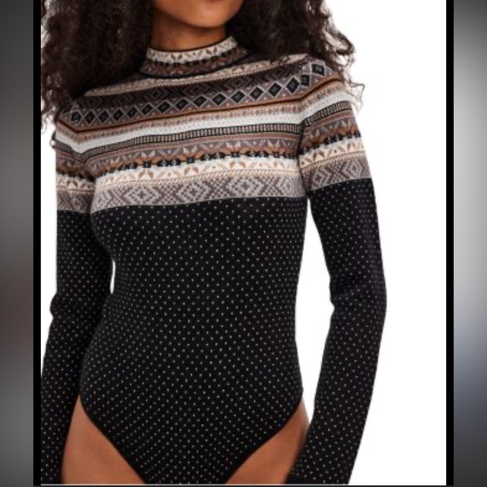 Free People Mock Neck Bodysuit Sweater - Picture 2 of 6